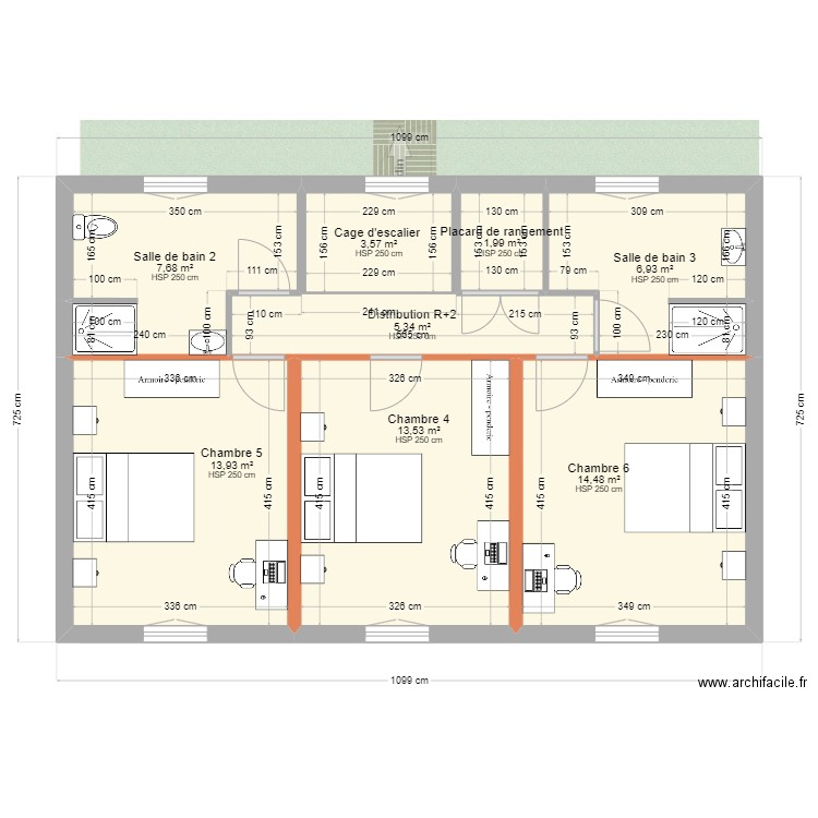 Châteaubriant - Déporté Résistant - Projet V2. Plan de 24 pièces et 227 m2