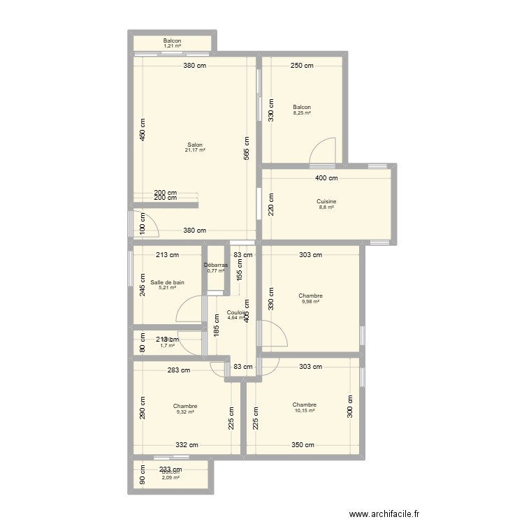 Résidence Courbaril Appt C17. Plan de 12 pièces et 83 m2