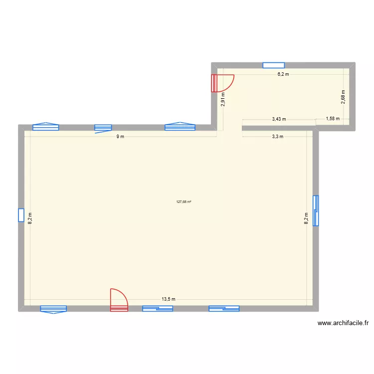 Plan Nu. Plan de 1 et 128 m² Plan Nu. Plan de 1 et 128 m²