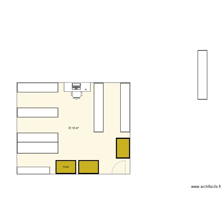 Stock composant. Plan de 1 pièce et 37 m2