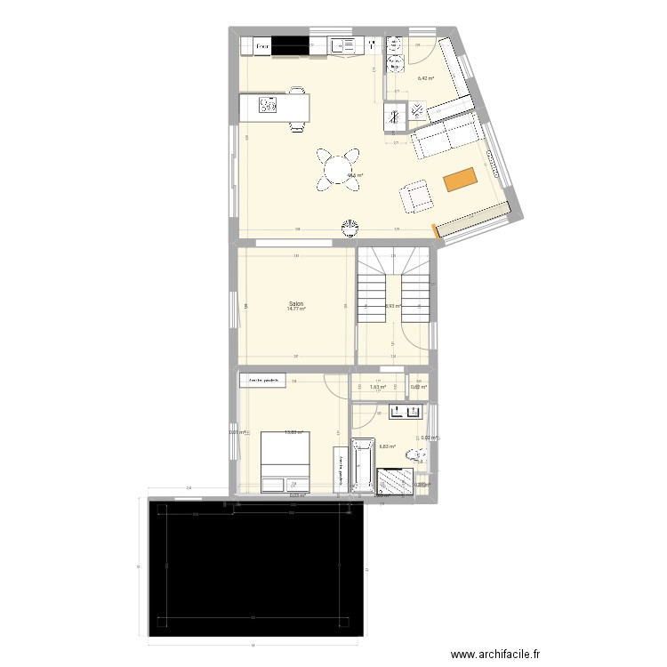 Troisgots plan Archi V2+cuisine+sb. Plan de 26 pièces et 224 m2