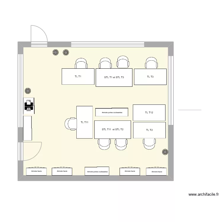 bureau tl v4. Plan de 1 pièce et 44 m²