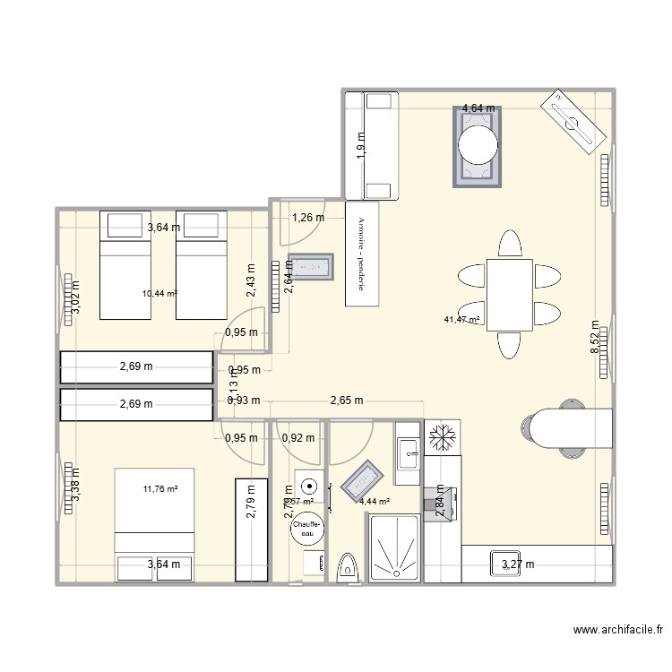 Le puy Proposition 2. Plan de 5 pièces et 71 m2