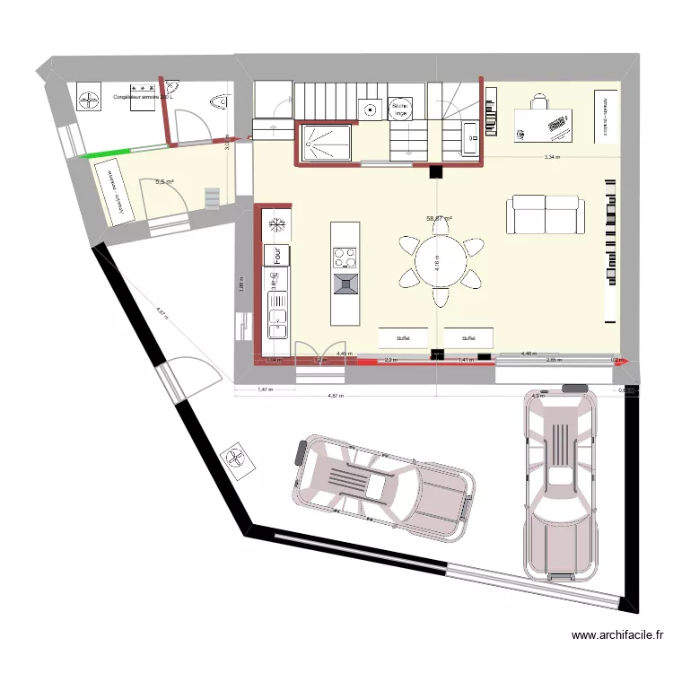 Plan RDC Maçonnerie. Plan de 2 et 64 m² Plan RDC Maçonnerie. Plan de 2 et 64 m²