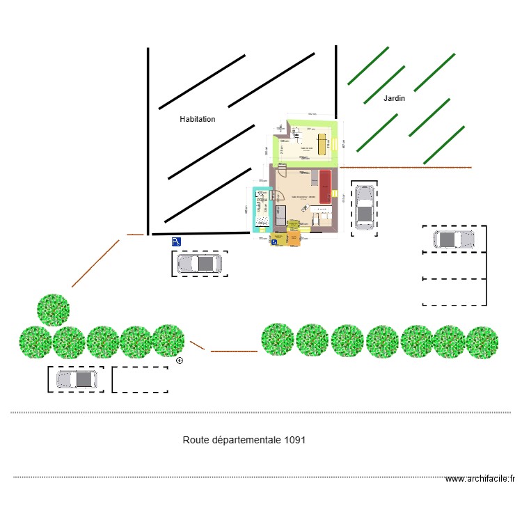 cabinet 3 pièces. Plan de 3 pièces et 46 m2