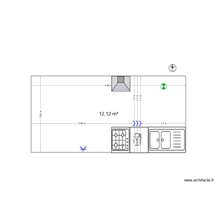 mur c&ocirc;t&eacute; &eacute;vier. Plan de 0 pièce et 0 m2