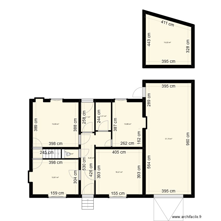 ROGER. Plan de 16 pièces et 224 m2