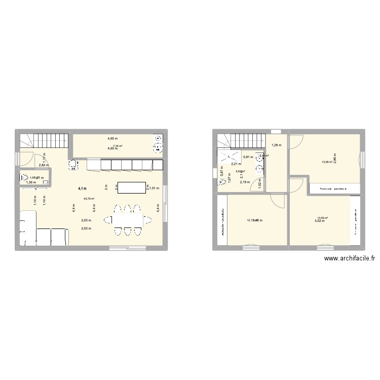 3etages. Plan de 8 pièces et 104 m2