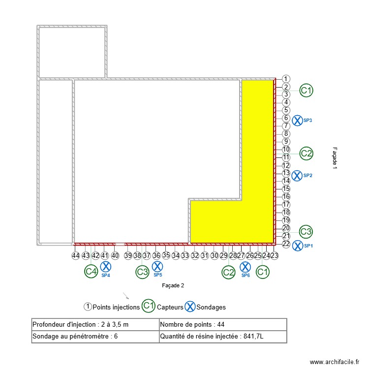 MARTY. Plan de 4 pièces et 59 m2