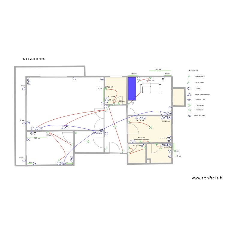 BOSVIEL ELECTRICITE. Plan de 4 pièces et 13 m2