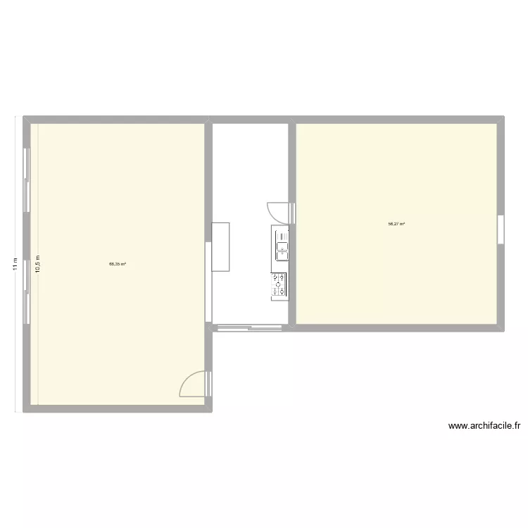 projet2111. Plan de 2  et 125 m²