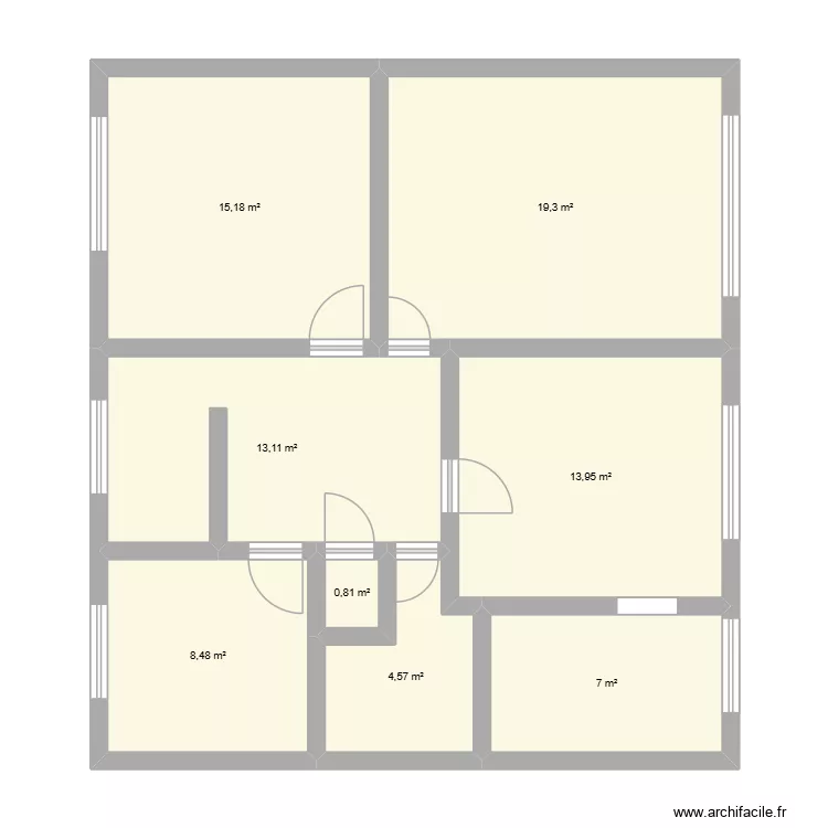 maison initial. Plan de 8  et 82 m²