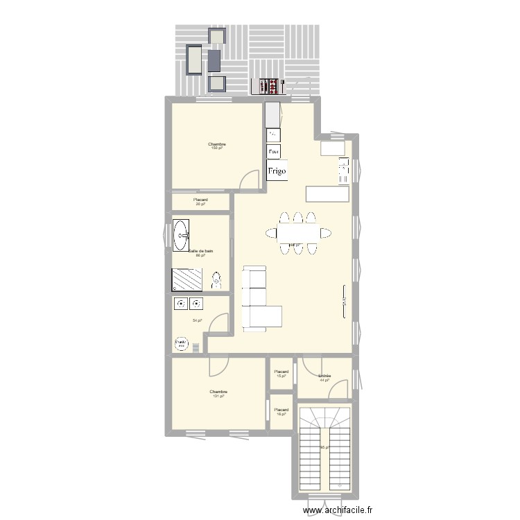 Triplex 3. Plan de 10 pièces et 103 m2
