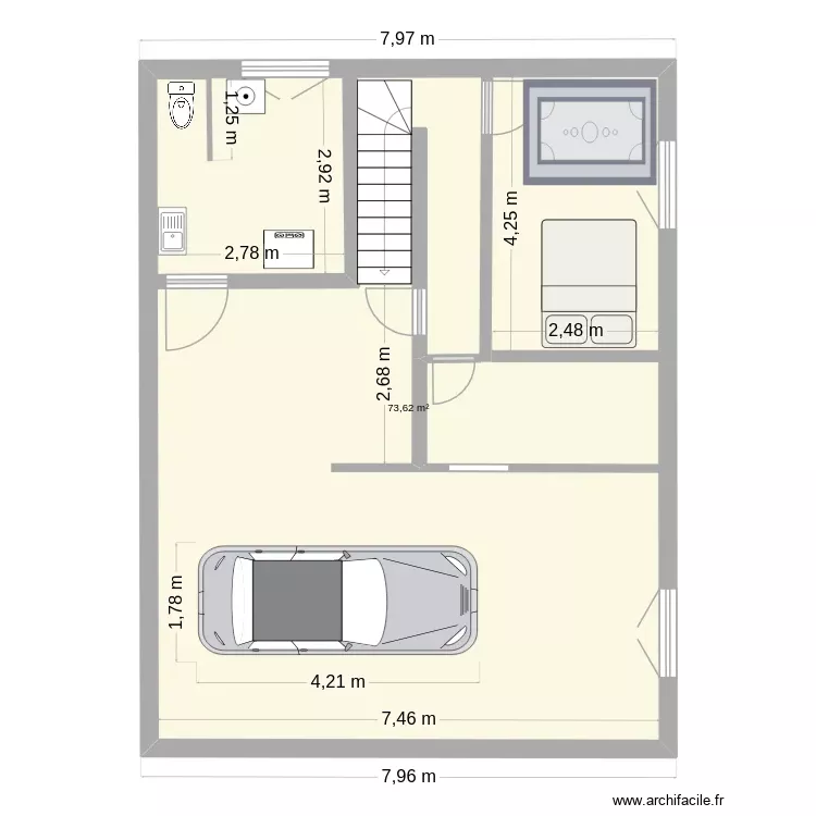 Plan Sous-sol. Plan de 1 Pièce et 74 m² Plan Sous-sol. Plan de 1 Pièce et 74 m²
