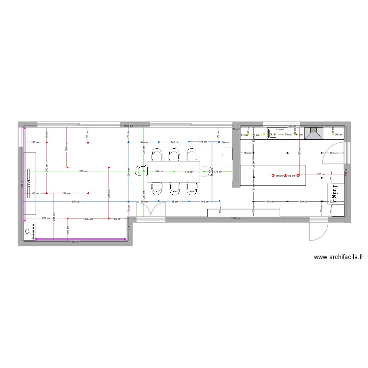 plan éclairage salon cuisine. Plan de 0 pièce et 0 m2