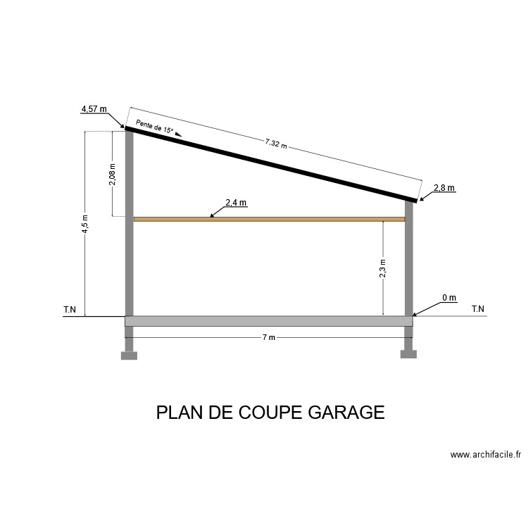 coupe garaga. Plan de 0 pièce et 0 m2