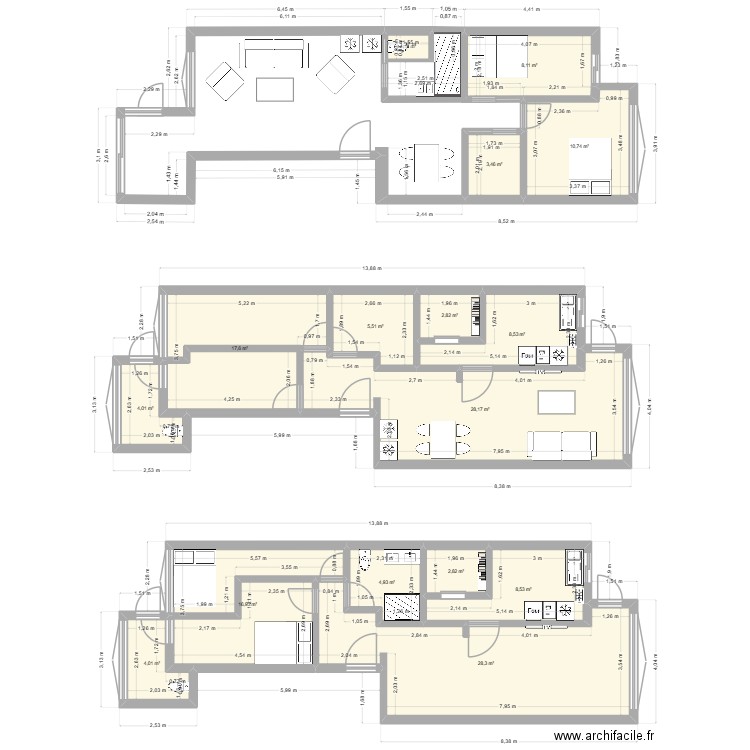 Plan n°4. Plan de 16 pièces et 156 m2