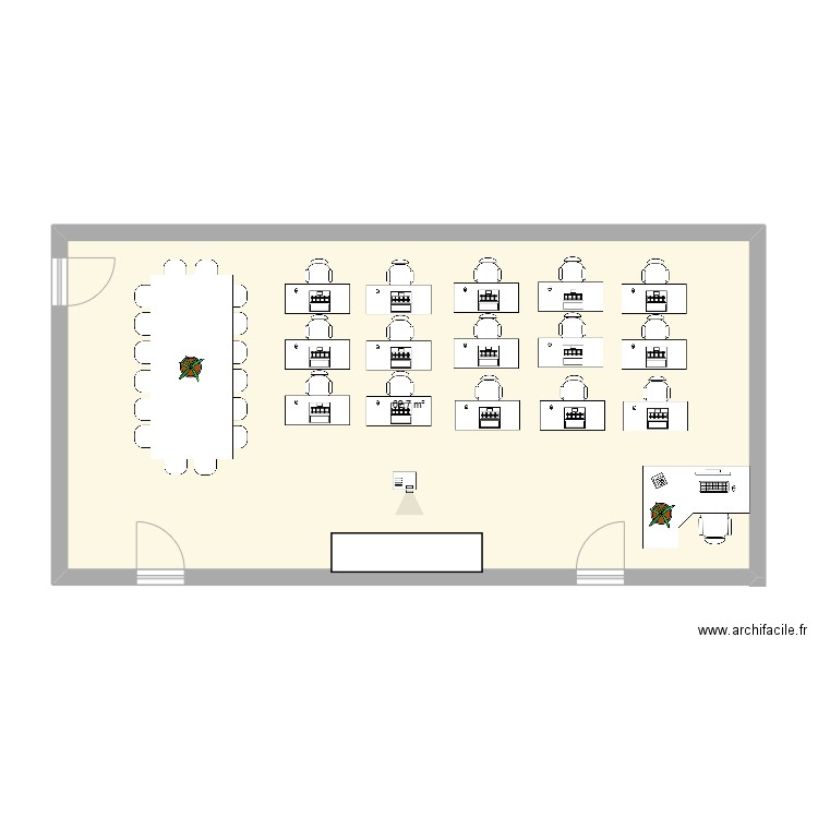 salle 212. Plan de 1 pièce et 63 m2