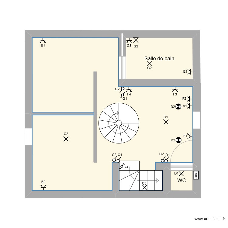 Appartement Uccle 3 . Plan de 4 pièces et 33 m2