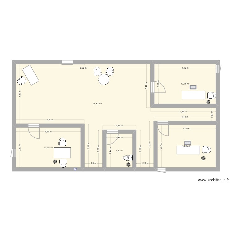 lily. Plan de 5 pièces et 98 m2