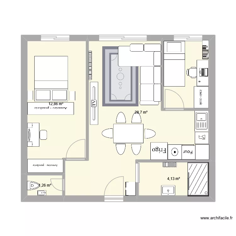72 bis avec petite chambre. Plan de 