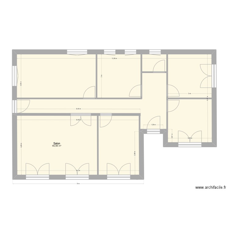 plan. Plan de 1 pièce et 97 m2