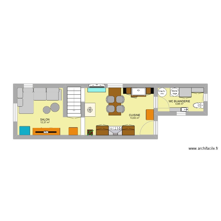 MAILLANE RDC. Plan de 3 pièces et 31 m2