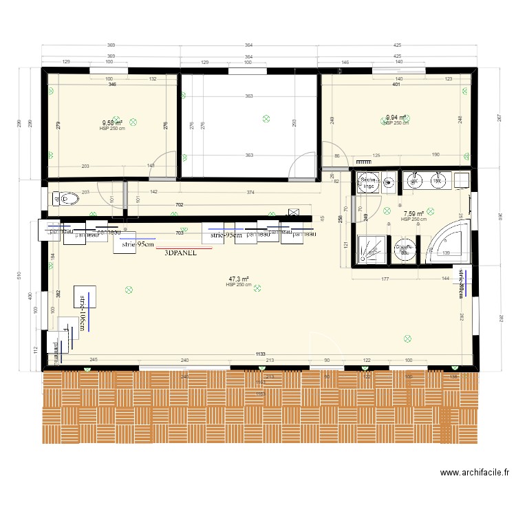 F4 -90 M2-sans mobilier. Plan de 4 pièces et 74 m2