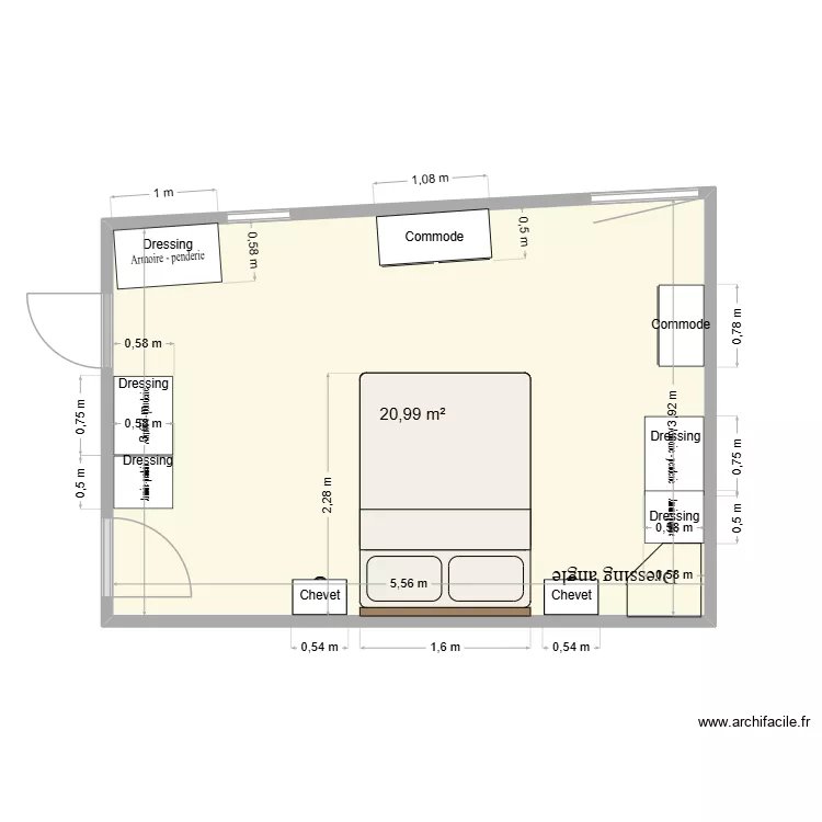 Plan chambre 2. Plan de 1 et 21 m² Plan chambre 2. Plan de 1 et 21 m²