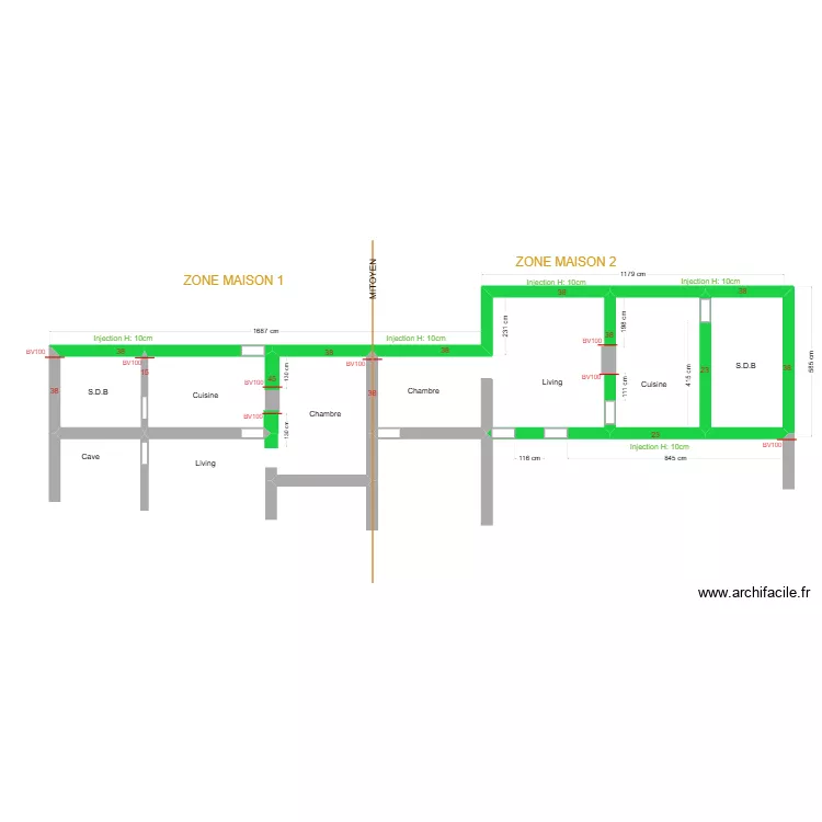 ALLARD. Plan de 4  et 76 m²