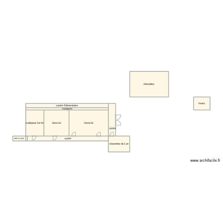 ancienne chevrerie. Plan de 12 pièces et 29 m2
