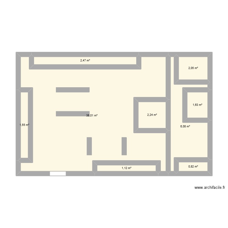 optique. Plan de 9 pièces et 56 m2