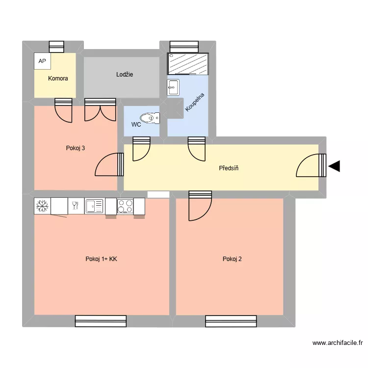 Slav&iacute;čkova 2346, byt 1. Plan de 13  et 190 m²