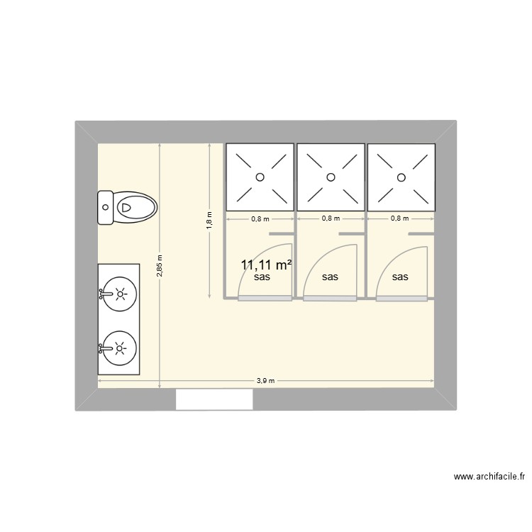 VIREY. Plan de 1 pièce et 11 m2