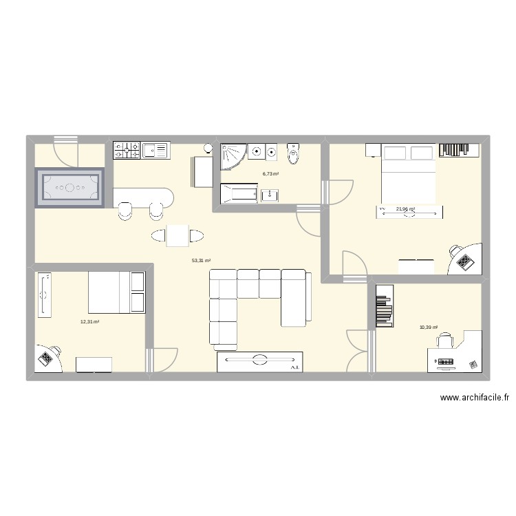 Projet d'unité - Nolan Kerr. Plan de 5 pièces et 105 m2