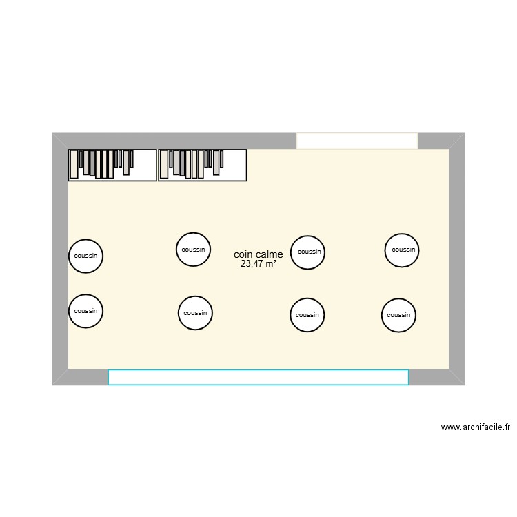 COIN CALME. Plan de 1 pièce et 23 m2