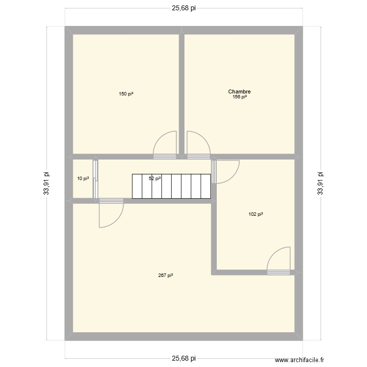 1216-3. Plan de 6 pièces et 68 m2