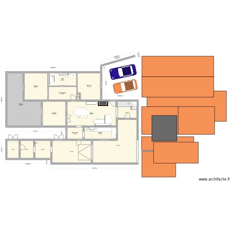 Maison. Plan de 17 pièces et 210 m2