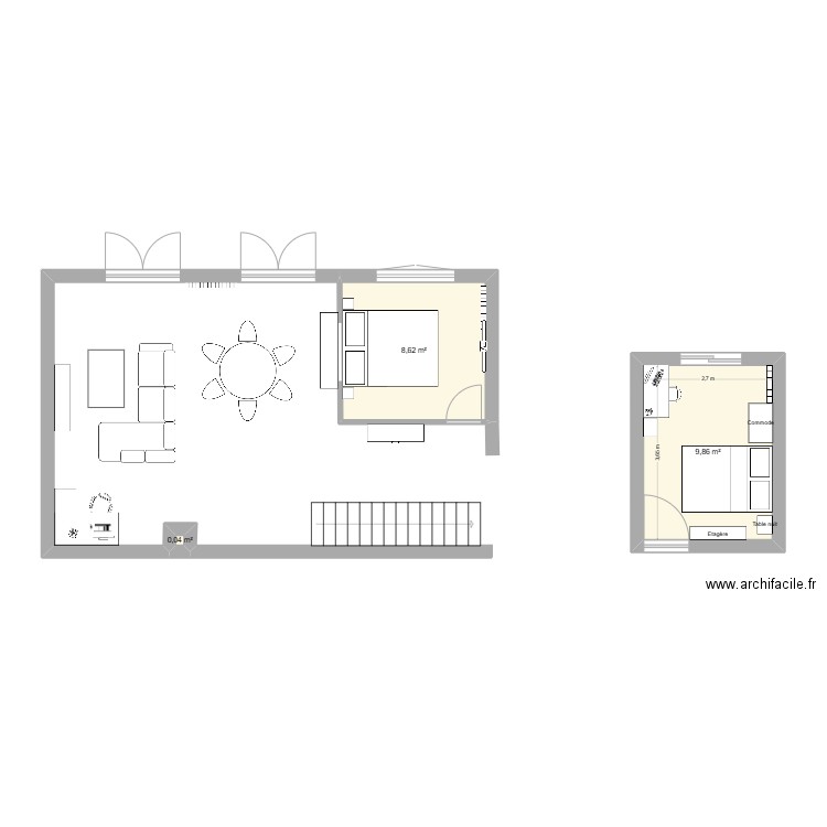 Appart Nancy1. Plan de 3 pièces et 19 m2