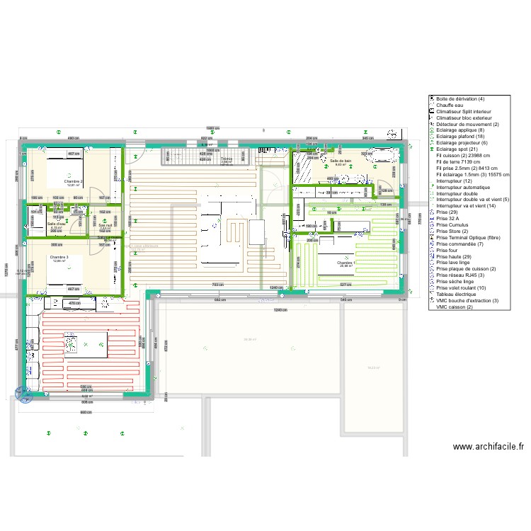 Plan maison sauv4. Plan de 25 pièces et 375 m2