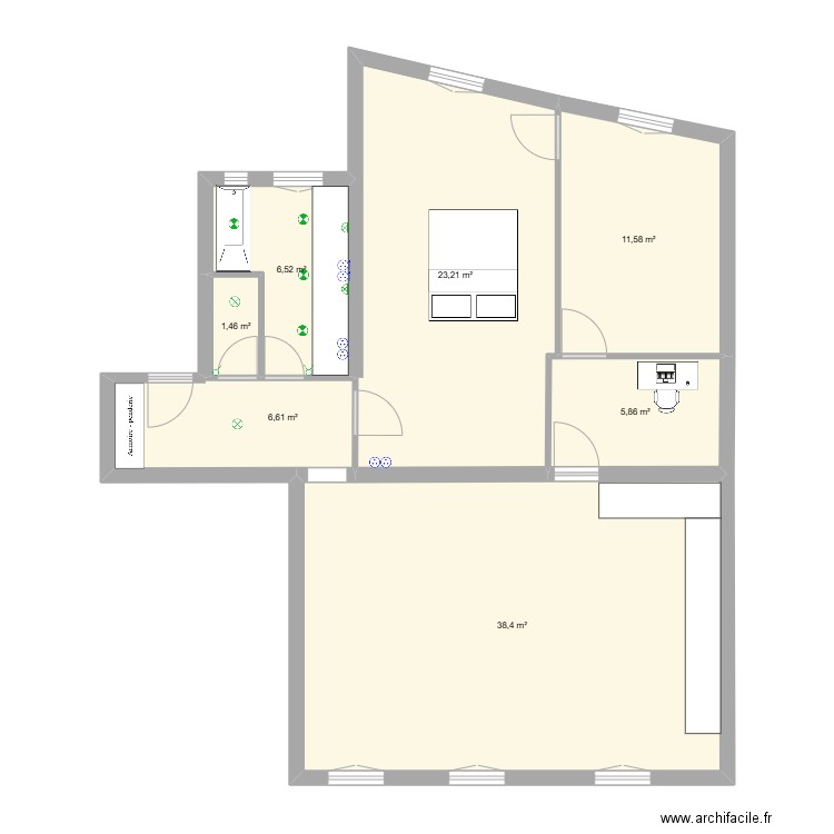 Appart. Plan de 7 pièces et 94 m2