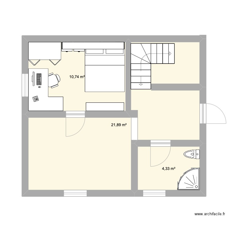 Oxford Sous sol. Plan de 3 pièces et 37 m2