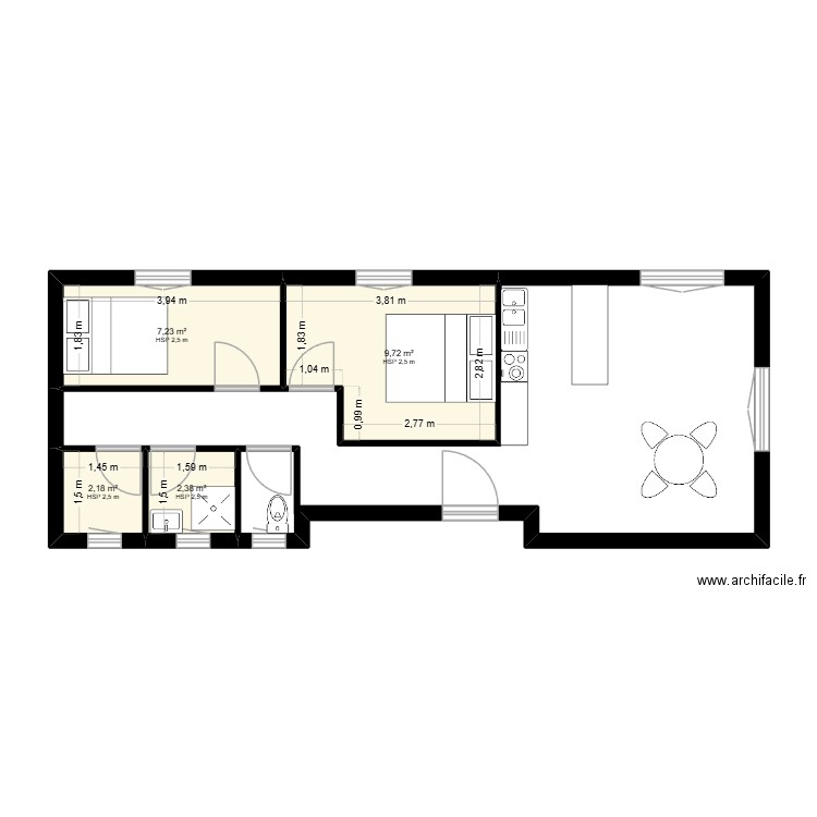 Maison de Julien 02. Plan de 4 pièces et 22 m2