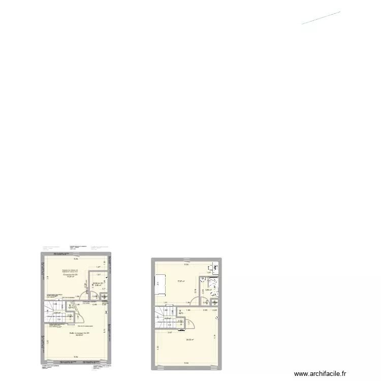 Plan d\'isolation g&eacute;n&eacute;ral. Plan de 25  et 287 m²