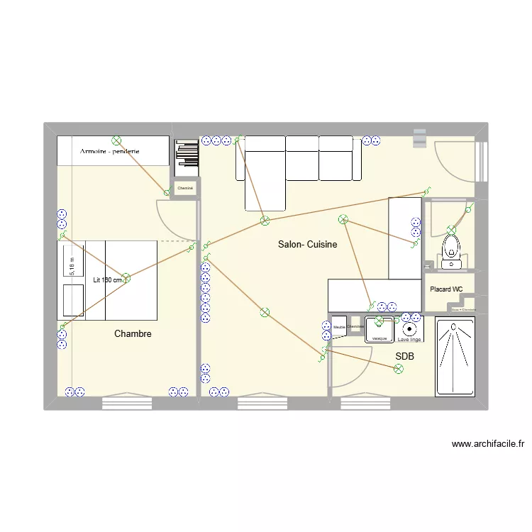 Appart Élodie. Plan de 9 et 42 m² Appart Élodie. Plan de 9 et 42 m²