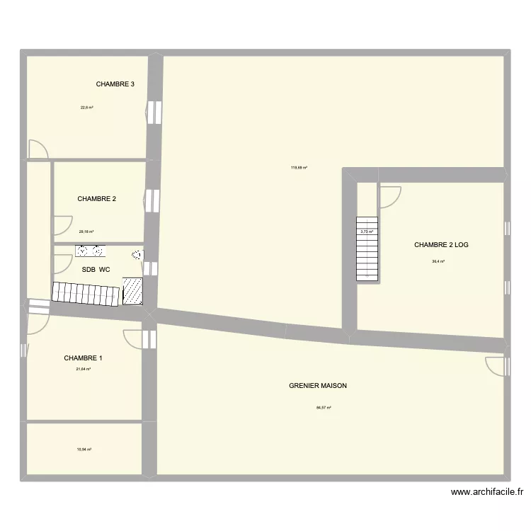 St VIVIEN 2 etage. Plan de 8  et 329 m²