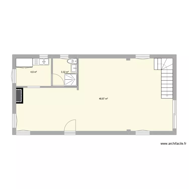 Plan de base + extension. Plan de 3 Pièces et 55 m² Plan de base + extension. Plan de 3 Pièces et 55 m²