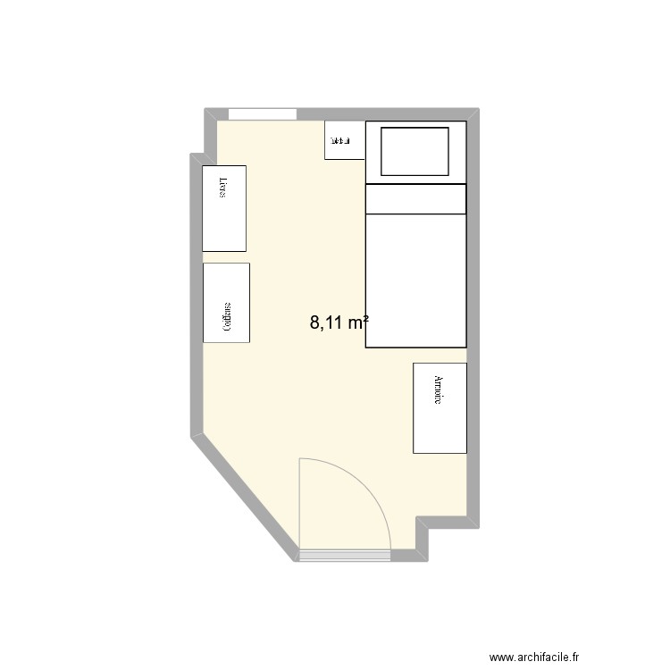 Jessie. Plan de 1 pièce et 8 m2