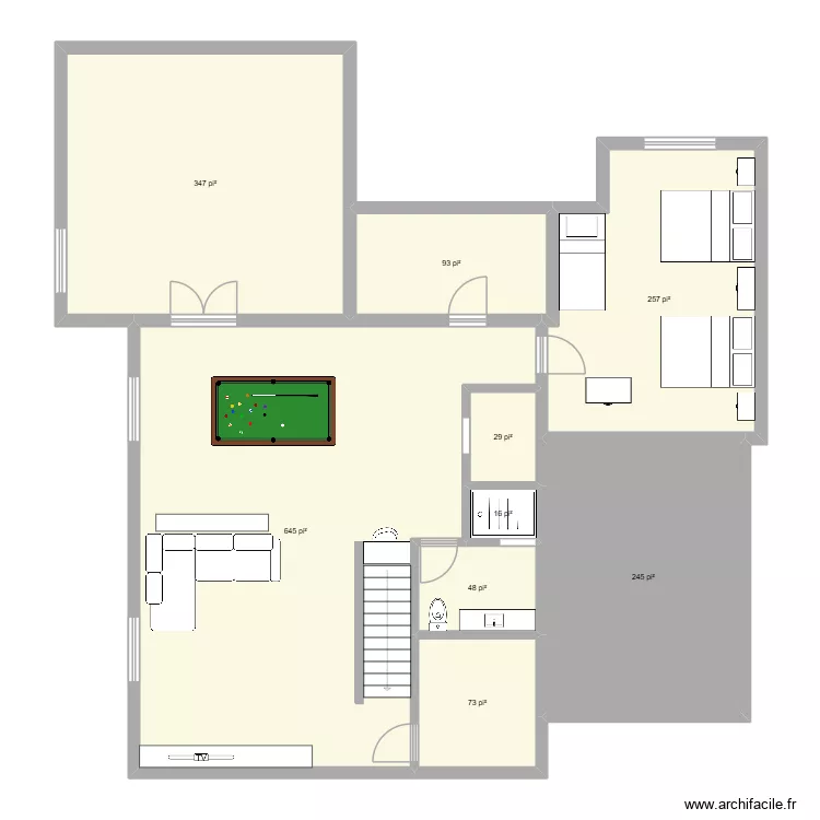 Sous. Plan de 9 pièces et 163 m²