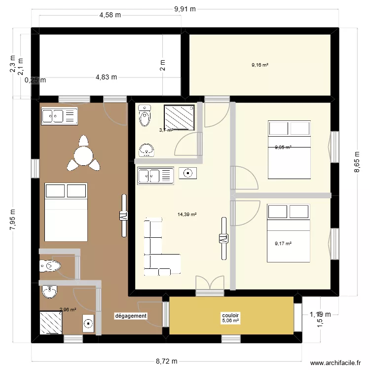 EUDARIC PLAN. Plan de 8  et 73 m²